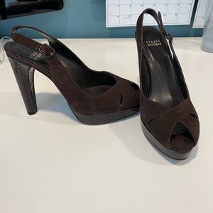 Stuart Weitzman Brown suede and snakeskin heels